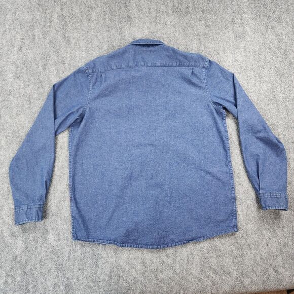 Wrangler Shirt Mens Large Blue Denim Long Sleeve Button Up Western Ranch Work - Picture 4 of 16
